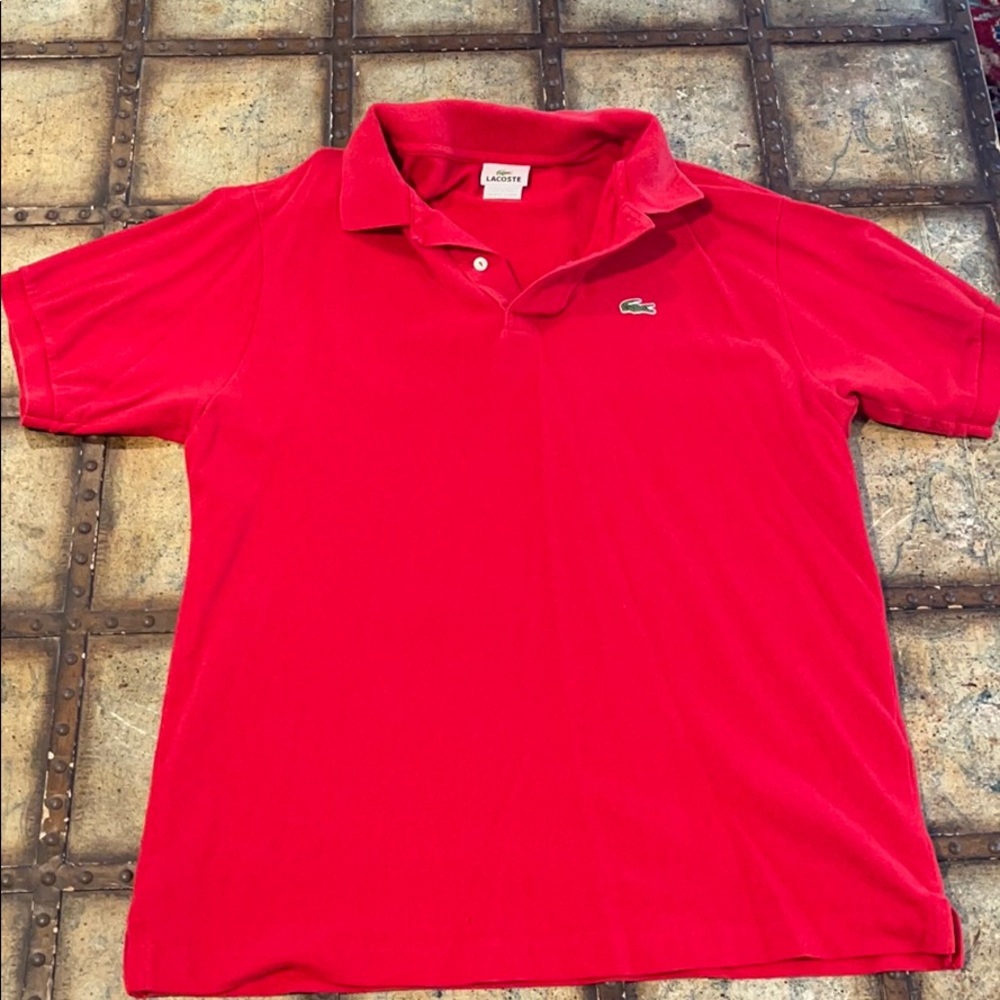 Lacoste pop collar red polo
